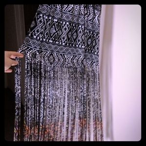 Fringe Aztec print skirt